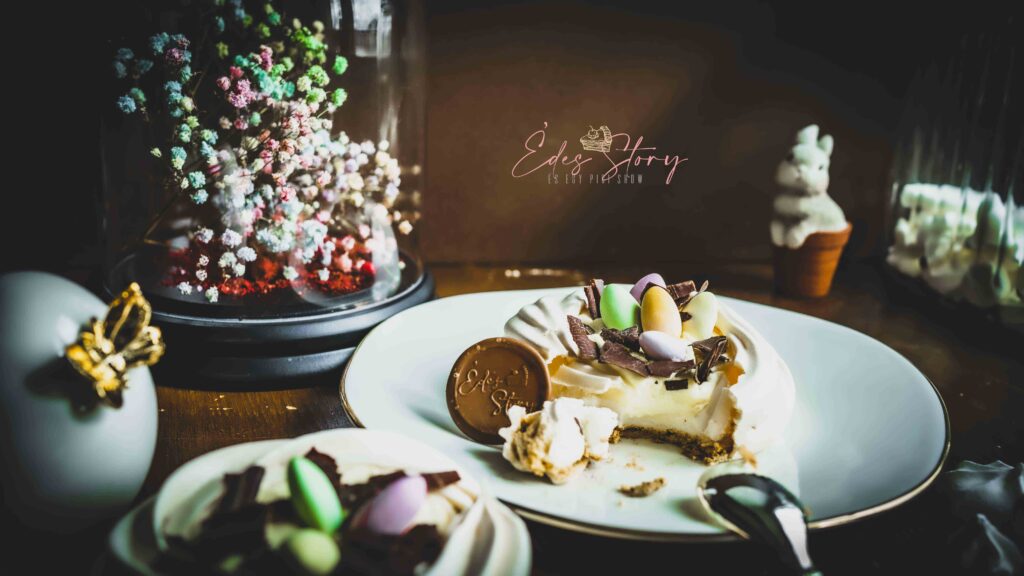 Pavlova - Fehércsoki Moussal és Mentás Málnaöntettel