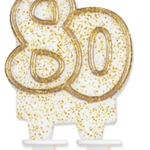 Számgyertya, Tortagyertya - Gold arany csillámos dupla - 80