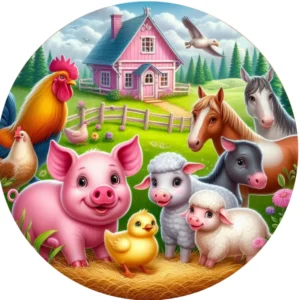 Farm állatok1 kerek 20x20cm