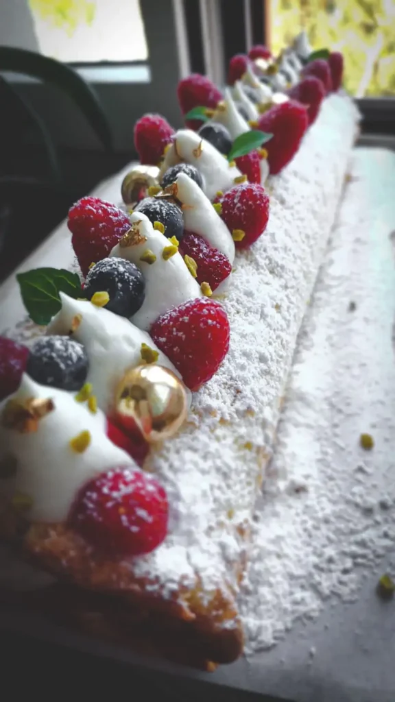 vaníliás piskótatekercs gyümölccsel