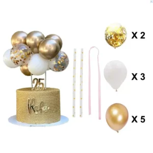 Lufis tortadekoráció, tortadísz – Arany és fehér