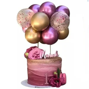 Lufis tortadekoráció, tortadísz – Rózsaszín és arany