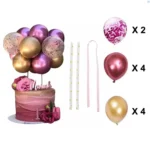 Lufis tortadekoráció, tortadísz – Rózsaszín és arany