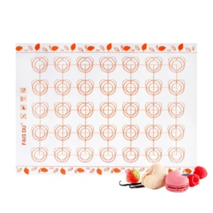Szilikon sütőlap, nyújtólap – Szív és kör alakú macaron mintás