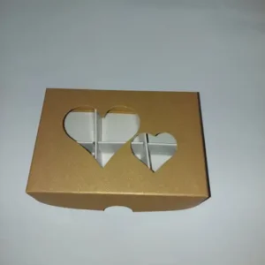 Arany metál dupla szíves bonbon doboz - 6db-os