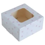 Süteményes doboz, tortadoboz, muffin, szív mintás 13x13x7cm