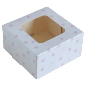 Süteményes doboz, tortadoboz, muffin, szív mintás 13x13x7cm