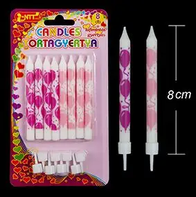 Szálas gyertya - Rózsaszín lufis