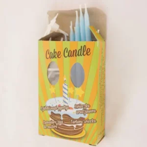 Szálas gyertya + tartó 15-15db kék