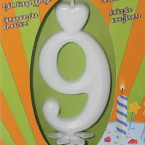 Számgyertya fehér - "9"