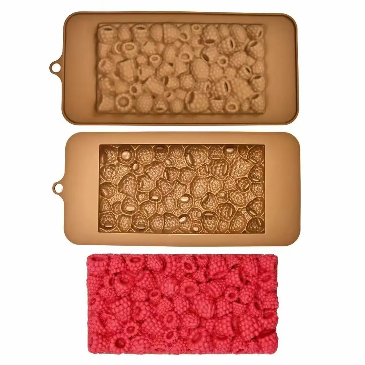 Szilikon csoki öntőforma - Táblás csoki - 3D Málnás csoki