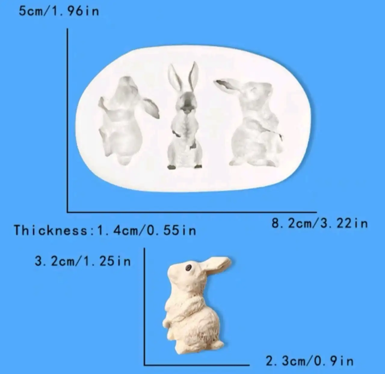 Szilikon fondant mintázó - Nyuszi (3 nyuszi)