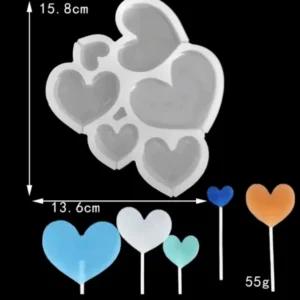 Szilikon nyalóka forma - Szív, szivecskék