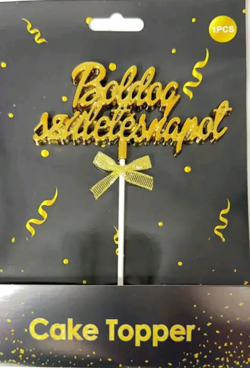Torta beszúró - Boldog születésnapot arany domború