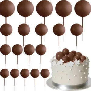 Torta beszúró - Csokibarna  gömb 10db