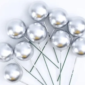 Torta beszúró - Ezüst gömb 10db