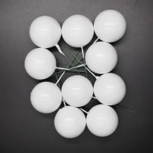 Torta beszúró - Fehér  gömb 10db