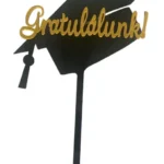 Torta beszúró - Gratulálunk Ballagási kalap aray felirattal akril