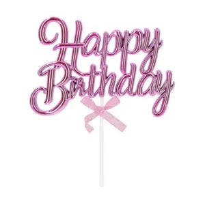 Torta beszúró - Happy  Birthday Rózsaszín Domború