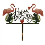 Torta beszúró - Happy Birthday -  Flamingós
