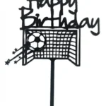 Torta beszúró - Happy Birthday -  Focis fekete akril