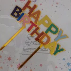 Torta beszúró - Happy Birthday Színes, Szivárványszín