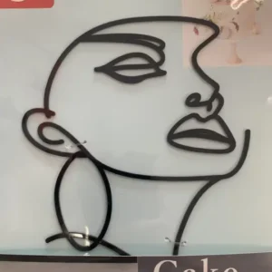 Torta beszúró női arc sziluett - fekete akril