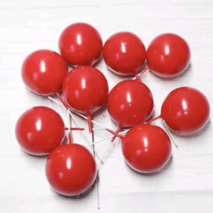 Torta beszúró - Piros  gömb 10db