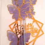 Torta beszúró - Rózsaszín / lila  pillangók Happy Birthday