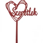 Torta beszúró " Szeretlek" felirat piros szívben - akril