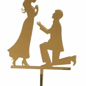 Torta beszúró esküvői - Arany akril lánykérős