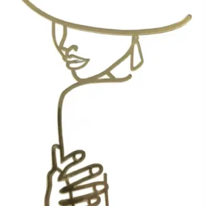 Torta beszúró kalapos nő sziluett - arany akril