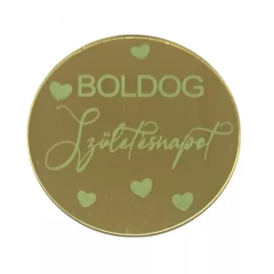 Torta korong torta dísz  - Boldog születésnapot -  arany akril