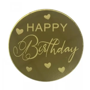 Torta korong torta dísz  - Happy Birthday -  arany akril