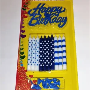 Tortagyertya 10db-os + HB tortadísszel - Kék