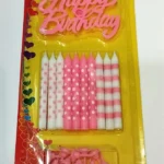 Tortagyertya 10db-os + HB tortadísszel - Rózsaszín