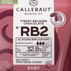 Callebaut belga csokoládé pasztilla – 33,6% RB1 Ruby tejcsokoládé  100g