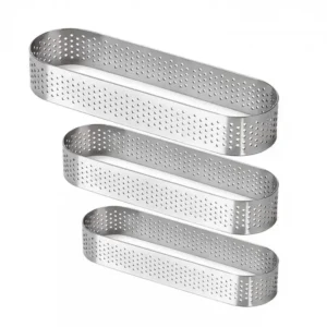 3 darabos fém desszertgyűrű, lyukacsos tarte gyűrű – Ovális