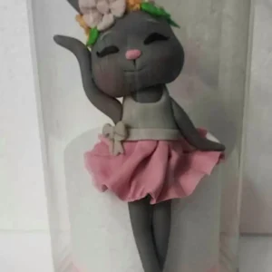 Cukorfigura - Nyuszi ülő (szürke)