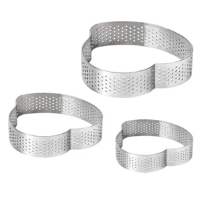 3 darabos fém desszertgyűrű, lyukacsos tarte gyűrű – Szív