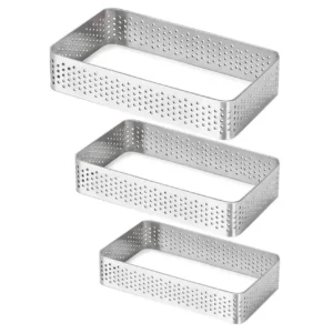 3 darabos fém desszertgyűrű, lyukacsos tarte gyűrű – Tégla