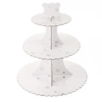 3 emeletes papír muffin állvány – Ezüst csillagok