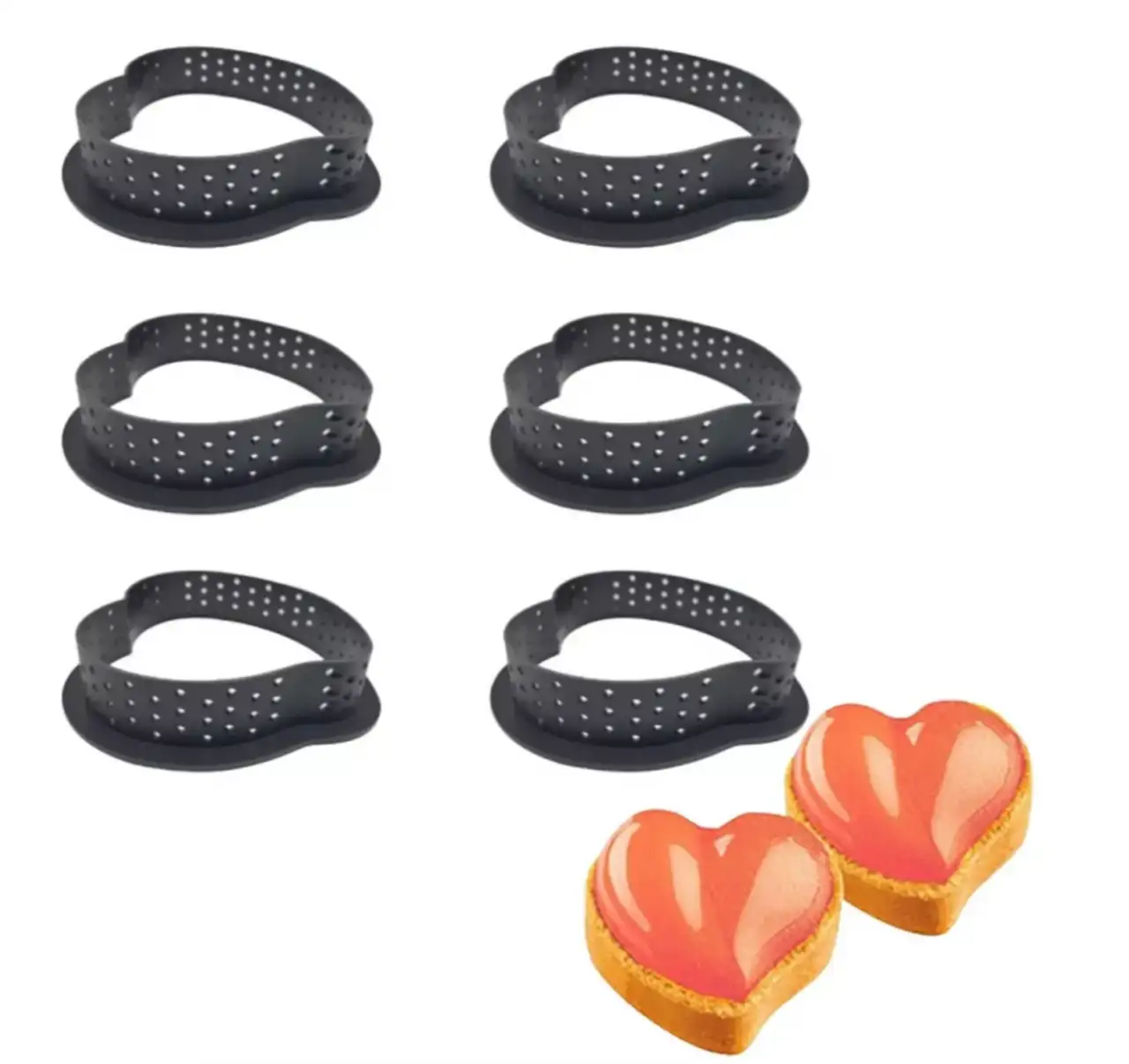 6 darabos tarte forma, desszert gyűrű – Szív