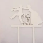 Díszítő beszúró -  Fehér fa menekülő vőlegény -  13x16cm