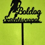 Díszítő beszúró  - Fekete  fa Focis Boldog születésnapot 14,5x19,5 cm