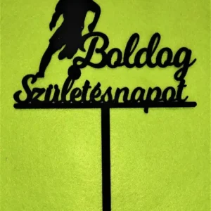 Díszítő beszúró  - Fekete  fa Focis Boldog születésnapot 14,5x19,5 cm