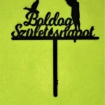 Díszítő beszúró  - Fekete  fa Vadász luddal  Boldog születésnapot felirattal 15x17 cm