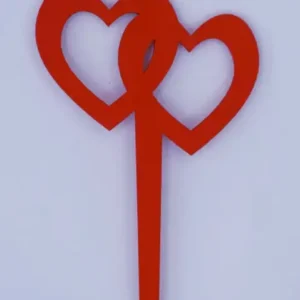 Díszítő beszúró  - Piros fa dupla lyukas szív 8x16cm