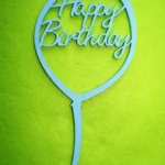 Díszítő beszúró  - Világoskék  fa Torta dísz Happy Birthday Lufis tortadísz 9cm x 18cm