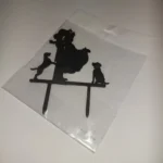 Díszítő beszúró - fekete  fa kutyás 16cm x 20cm